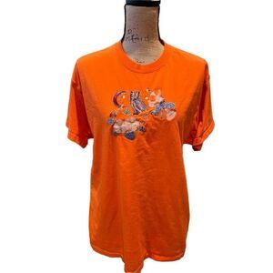Nike Ladies Orange Owl Graphic Tee Shirt Size M Short Sleeve